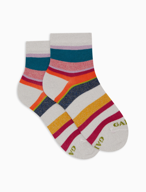 Calze cortissime bambino cotone a righe multicolor bianco con effetto scintillante - Cortissime | Gallo 1927 - Official Online Shop