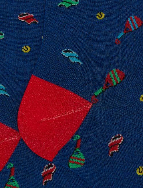 Women's long blue cotton socks with padel motif - Woman | Gallo 1927 - Official Online Shop