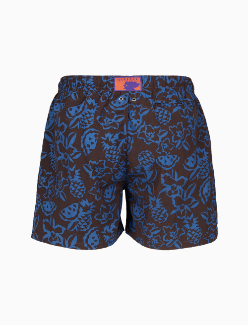 Boxer mare uomo fantasia fiori ananas e angurie marrone - Mare | Gallo 1927 - Official Online Shop