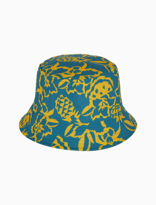 Unisex light blue rain hat with pineapple, watermelon and flower motif - Accessories | Gallo 1927 - Official Online Shop