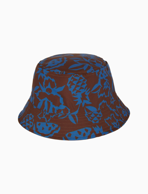 Unisex brown rain hat with pineapple, watermelon and flower motif - Accessories | Gallo 1927 - Official Online Shop