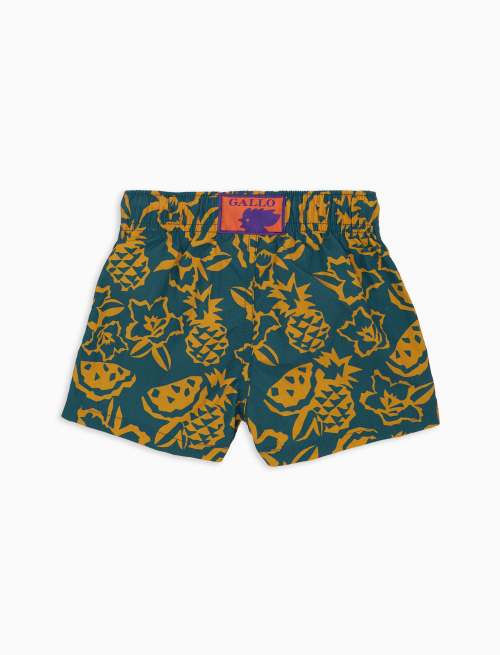 Kids' light blue swimming shorts with pineapples, watermelon and flower motif - Beachwear | Gallo 1927 - Official Online Shop
