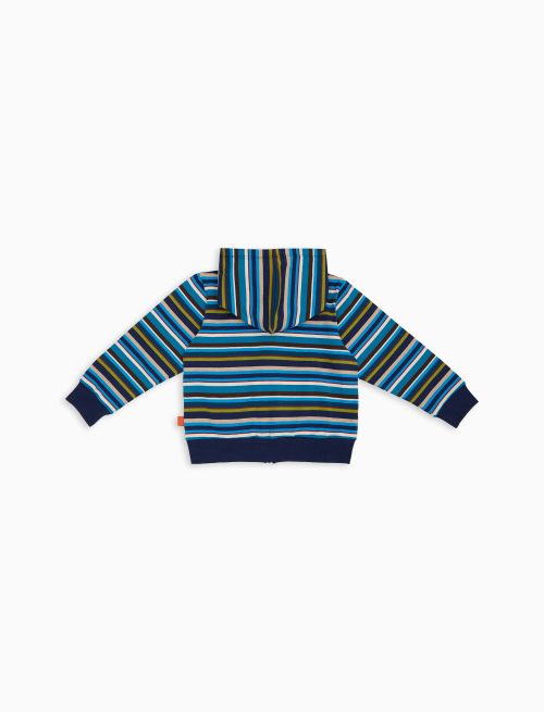 Felpa con cappuccio bambino cotone righe multicolor blu - Abbigliamento Bambina | Gallo 1927 - Official Online Shop
