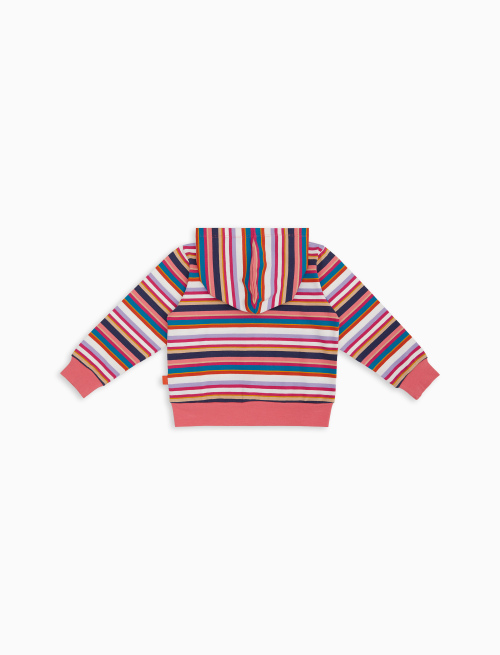 Felpa con cappuccio bambino cotone righe multicolor bianco - Abbigliamento Bambina | Gallo 1927 - Official Online Shop