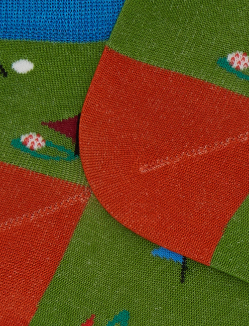 Men's green cotton ankle socks with golf motif - Man | Gallo 1927 - Official Online Shop