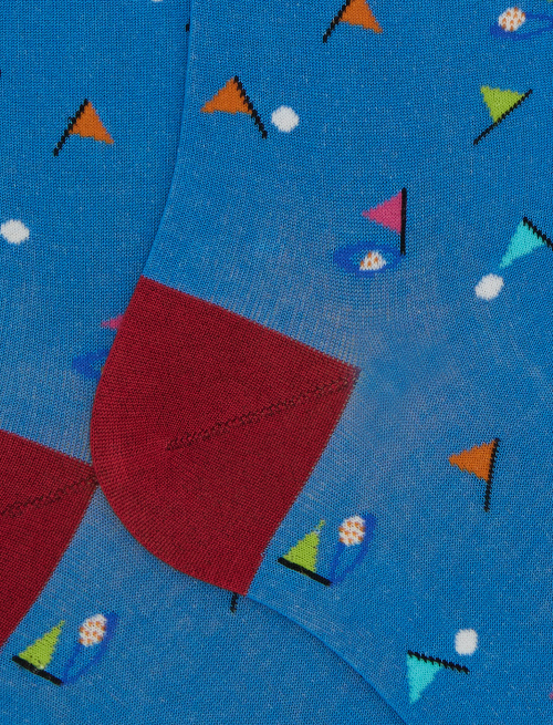 Women's long light blue cotton socks with golf motif - Woman | Gallo 1927 - Official Online Shop