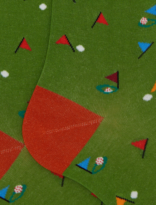 Women's long green cotton socks with golf motif - Woman | Gallo 1927 - Official Online Shop