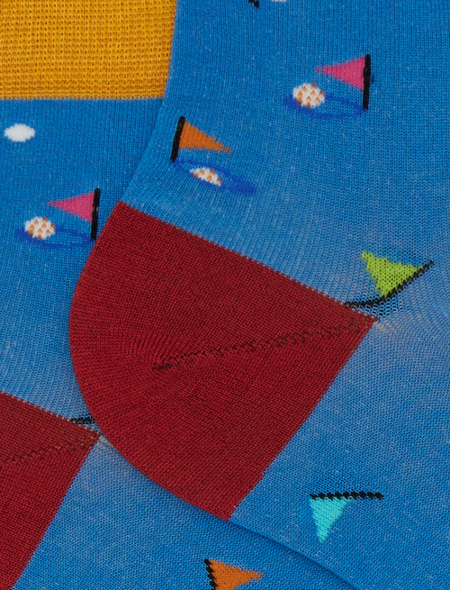 Women's super short light blue cotton socks with golf motif - Woman | Gallo 1927 - Official Online Shop