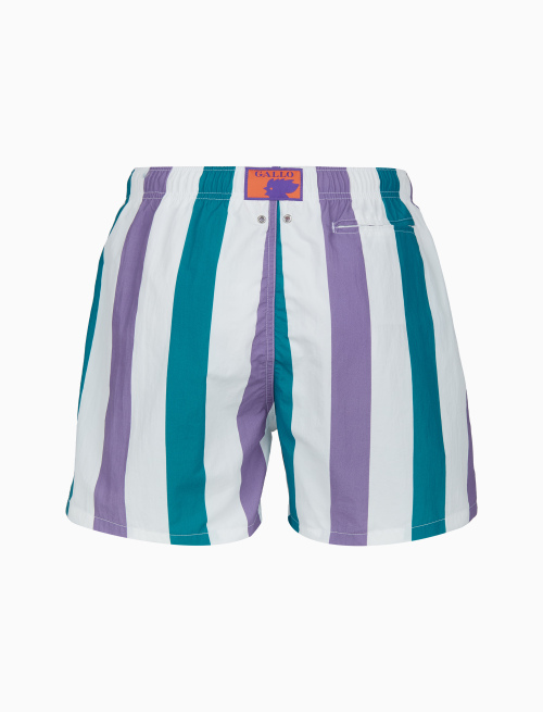 Men's purple swimming shorts with tricolour stripes - Beachwear | Gallo 1927 - Official Online Shop