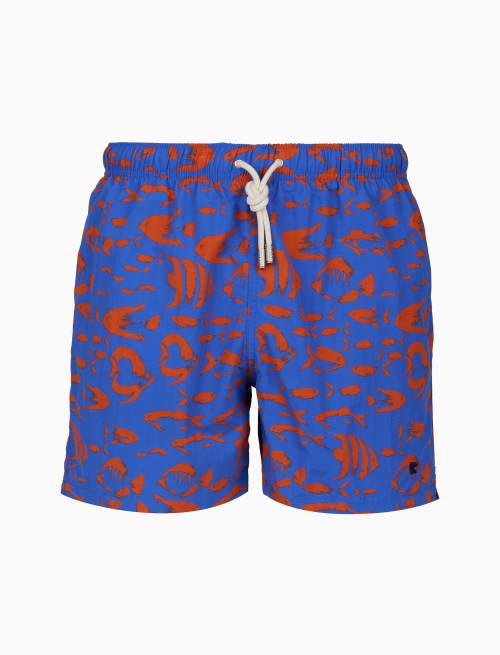 Men's blue swimming shorts with fish motif - Beachwear | Gallo 1927 - Official Online Shop