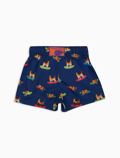 Kids' blue swimming shorts with dog motif - Beachwear | Gallo 1927 - Official Online Shop