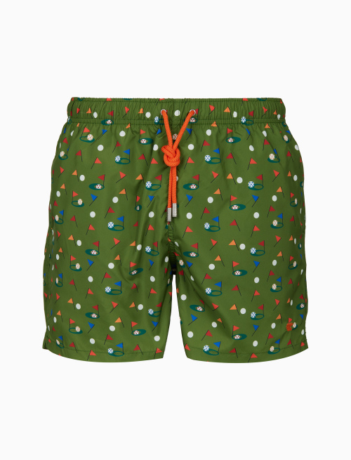 Men's green swimming shorts with golf motif - Beachwear | Gallo 1927 - Official Online Shop