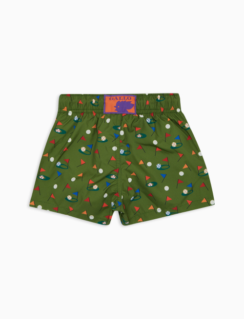 Kids' green swimming shorts with golf motif - Beachwear | Gallo 1927 - Official Online Shop