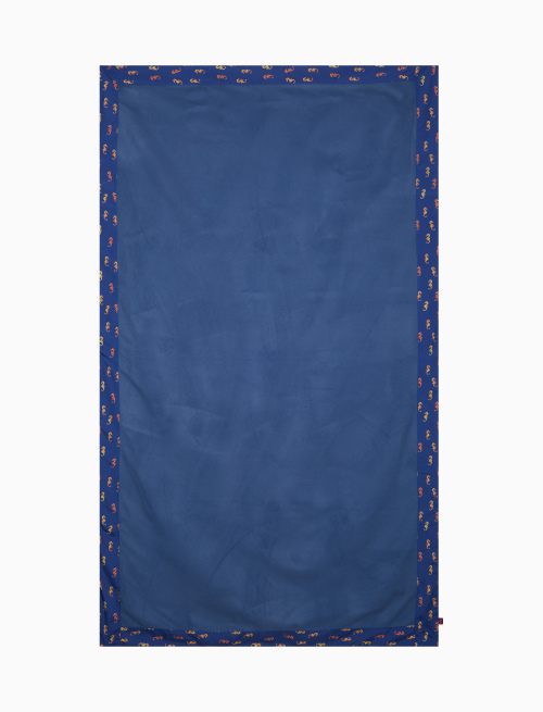 Unisex plain blue beach towel with sea horse-patterned edge - Beachwear | Gallo 1927 - Official Online Shop