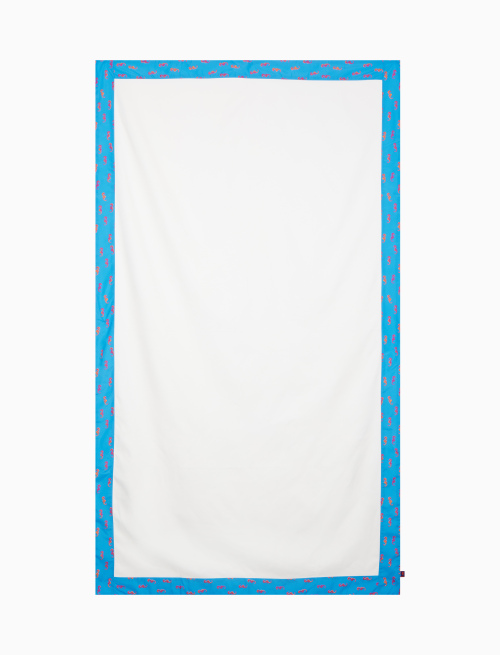Unisex plain white beach towel with sea horse-patterned edge - Beachwear | Gallo 1927 - Official Online Shop
