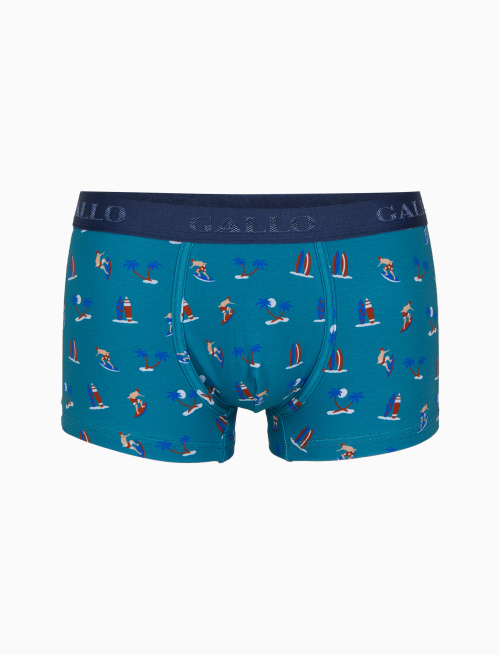Men's light blue cotton swimming shorts with surfer motif - Underwear | Gallo 1927 - Official Online Shop