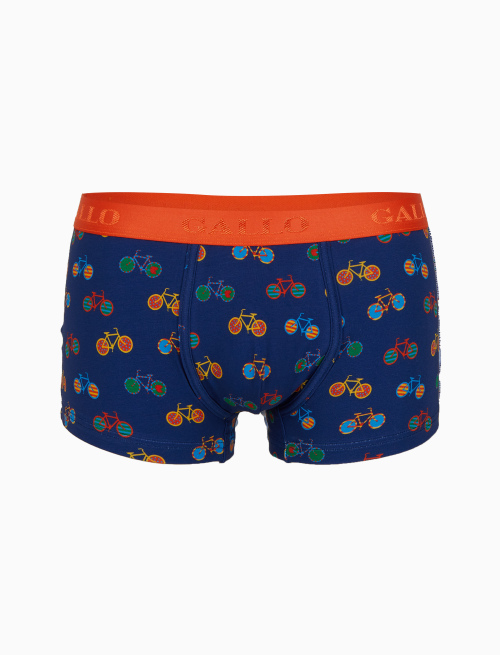 Men's blue cotton swimming shorts with bicycle motif - Underwear | Gallo 1927 - Official Online Shop