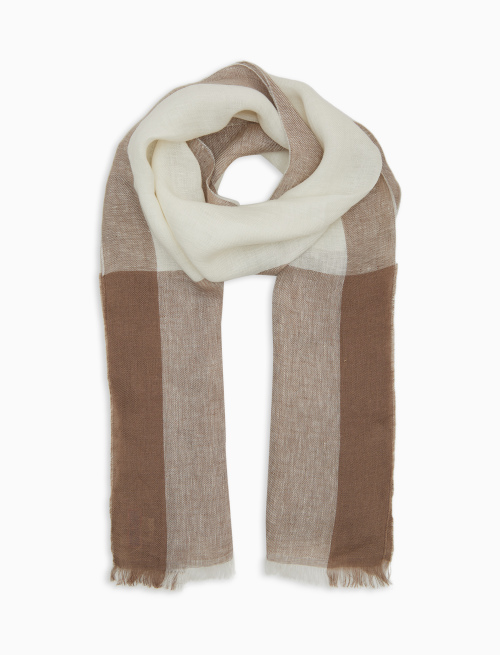 Unisex white linen scarf with colour-block effect - Accessories | Gallo 1927 - Official Online Shop