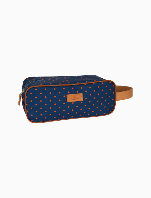 Classic unisex blue beauty case with polka dot pattern - Leather Goods | Gallo 1927 - Official Online Shop