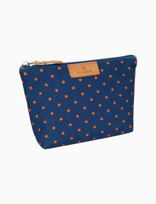 Unisex blue A-shape mini case with polka dot pattern - Leather Goods | Gallo 1927 - Official Online Shop