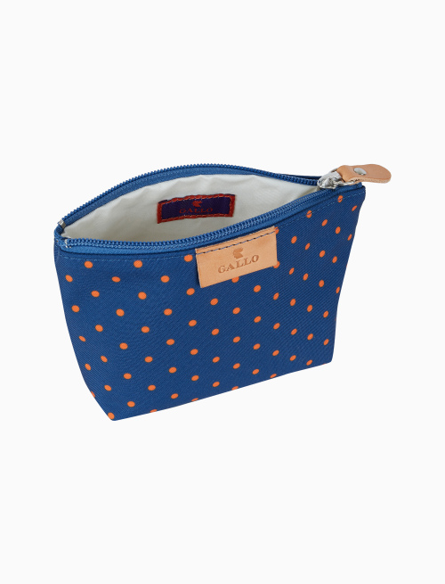 Unisex blue A-shape mini case with polka dot pattern - Small leather goods | Gallo 1927 - Official Online Shop
