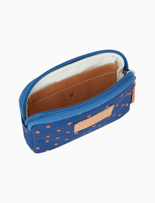Small blue unisex pouch with polka dot pattern - Small leather goods | Gallo 1927 - Official Online Shop