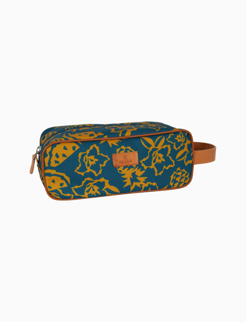 Classic unisex light blue beauty case with pineapple, watermelon and flower motif - Leather Goods | Gallo 1927 - Official Online Shop