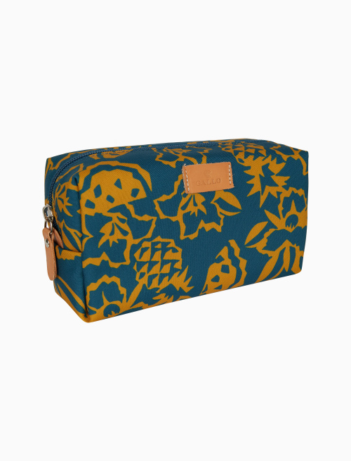 Unisex light blue bowler pouch bag with pineapple, watermelon and flower motif - Leather Goods | Gallo 1927 - Official Online Shop