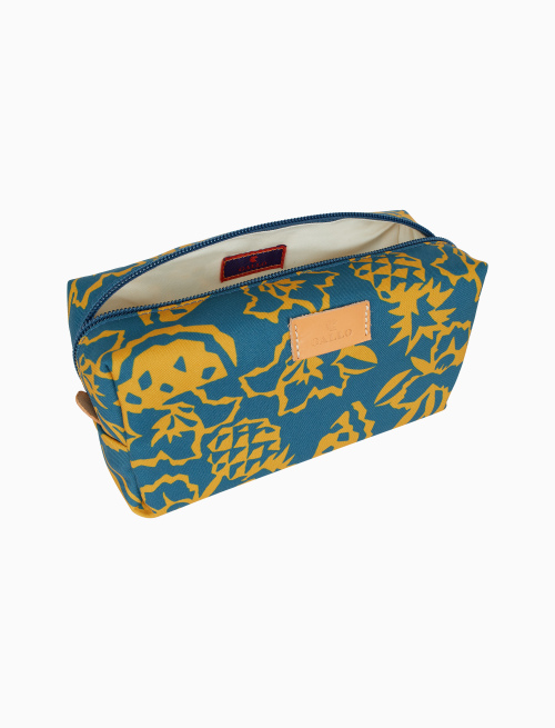 Pochette bauletto unisex fantasia fiori anans e angurie azzurro - Pelletteria | Gallo 1927 - Official Online Shop