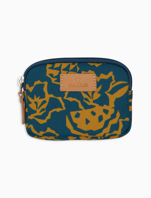 Small unisex blue pouch with pineapple, watermelon and flower motif - Small Leather Goods | Gallo 1927 - Official Online Shop