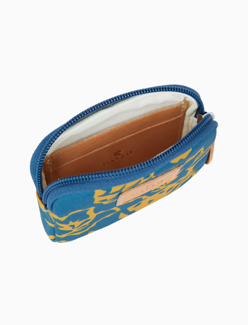 Small unisex blue pouch with pineapple, watermelon and flower motif - Small leather goods | Gallo 1927 - Official Online Shop