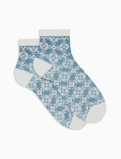 Women's super short white cotton socks with diamond and circle motif - Super short | Gallo 1927 - Official Online Shop