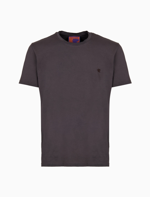 Unisex plain brown garment-dyed cotton T-shirt with crew-neck - Clothing | Gallo 1927 - Official Online Shop
