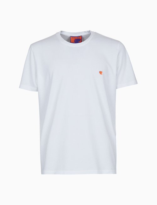 Unisex plain white garment-dyed cotton T-shirt with crew-neck - T-Shirts | Gallo 1927 - Official Online Shop