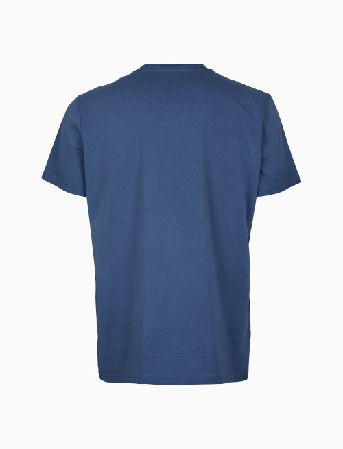 T-shirt girocollo unisex cotone tinto capo tinta unita blu - T-Shirts | Gallo 1927 - Official Online Shop