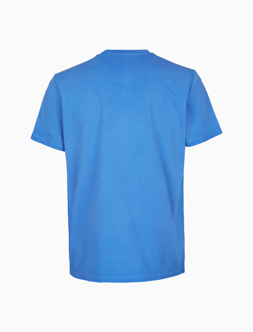Unisex plain light blue garment-dyed cotton T-shirt with crew-neck - Clothing | Gallo 1927 - Official Online Shop