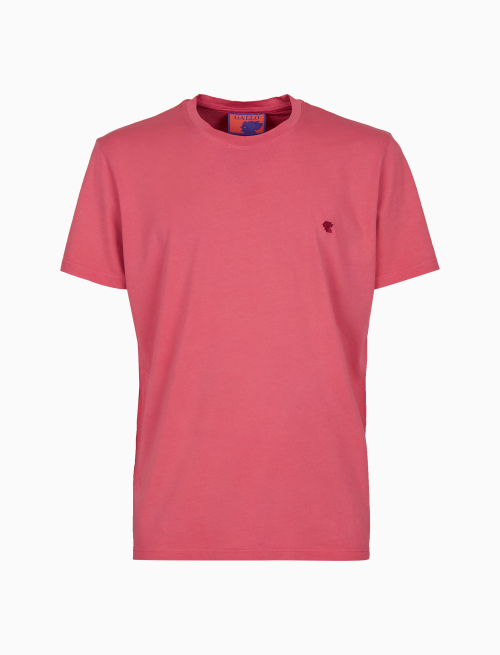 Unisex plain red garment-dyed cotton T-shirt with crew-neck - T-Shirts | Gallo 1927 - Official Online Shop