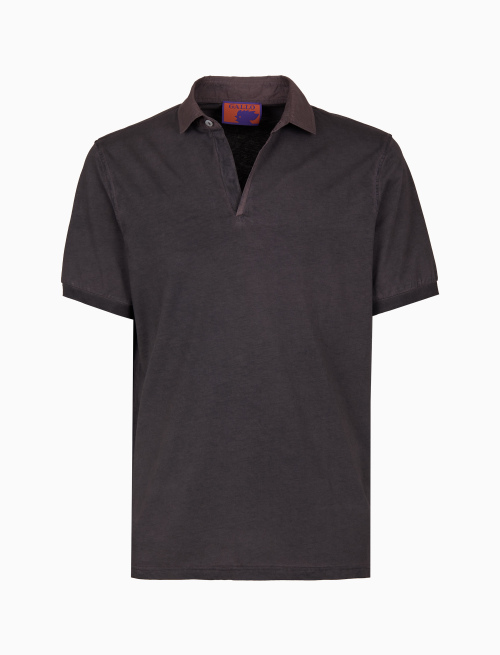 Men's brown garment-dyed cotton polo shirt with round Gallo stamp - Clothing | Gallo 1927 - Official Online Shop
