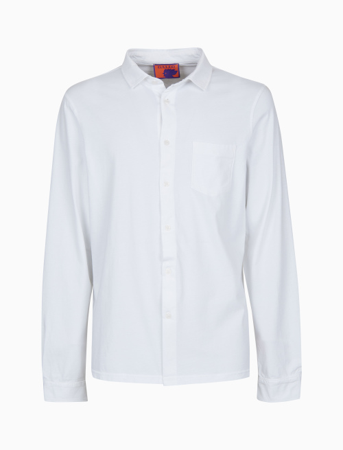 Men's white garment-dyed cotton polo shirt with round Gallo stamp - Clothing | Gallo 1927 - Official Online Shop