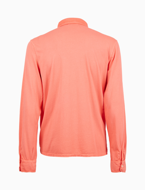 Polo uomo camicia cotone tinto capo tinta unita timbro tondo gallo rosa - Polo | Gallo 1927 - Official Online Shop
