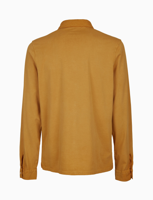 Polo uomo camicia cotone tinto capo tinta unita timbro tondo gallo giallo - Polo | Gallo 1927 - Official Online Shop