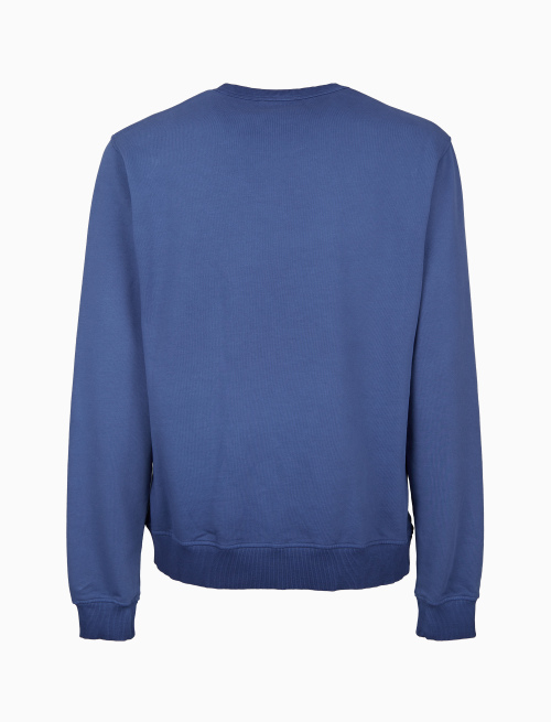 Unisex plain blue garment-dyed cotton sweatshirt with crew-neck - Clothing | Gallo 1927 - Official Online Shop