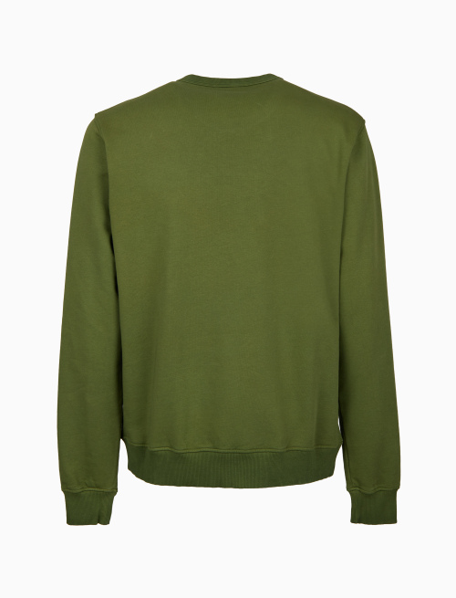 Unisex plain green garment-dyed cotton sweatshirt with crew-neck - Clothing | Gallo 1927 - Official Online Shop