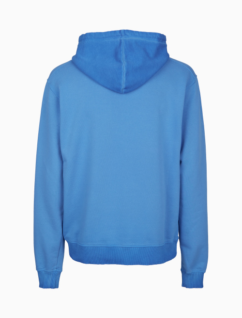 Unisex plain light blue garment-dyed cotton hoodie - Clothing | Gallo 1927 - Official Online Shop