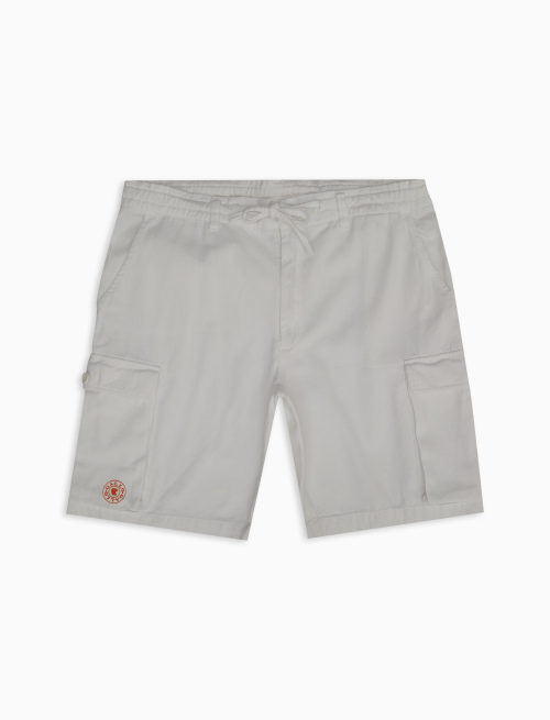 Unisex plain white garment-dyed cotton cargo shorts - Clothing | Gallo 1927 - Official Online Shop