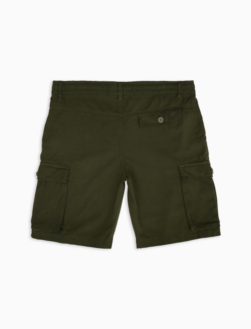 Shorts cargo unisex cotone tinto capo tinta unita verde | Gallo 1927 - Official Online Shop