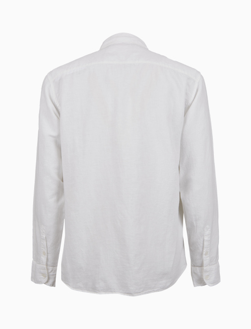 Camicia uomo lino tinto capo tinta unita bianco - Polo | Gallo 1927 - Official Online Shop