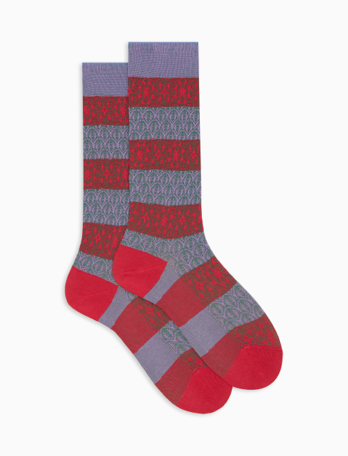 Women's fashionable purple cotton socks with alternating decorative patterns - The SS Edition | Gallo 1927 - Official Online Shop