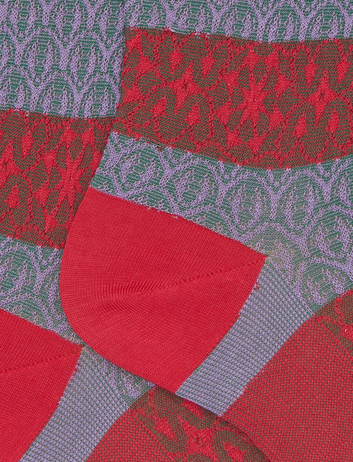 Women's fashionable purple cotton socks with alternating decorative patterns - Socks | Gallo 1927 - Official Online Shop