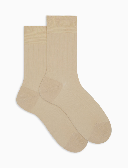 Women's short plain beige ribbed cotton socks - The Classics | Gallo 1927 - Official Online Shop